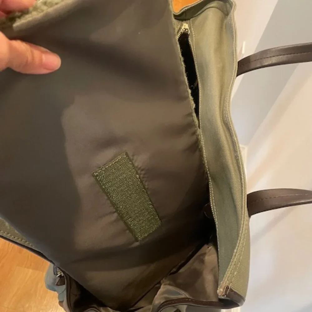 Lux Dog Carrier/Purse - Olive Green Canvas with Brown Leather